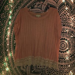 Forever 21 Knitted Pink Short Sleeve Top